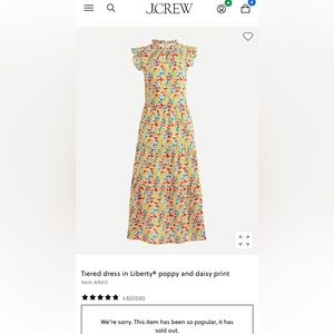 J.Crew Floral Liberty Tiered Cotton Midi Dress, Medium